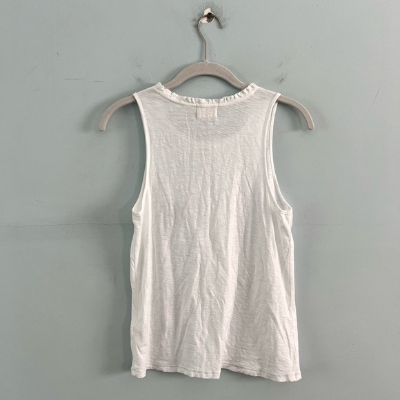 Nation LTD Janie White Sleeveless Ruffle Neck Pima Cotton Tank Top - Picture 5 of 8